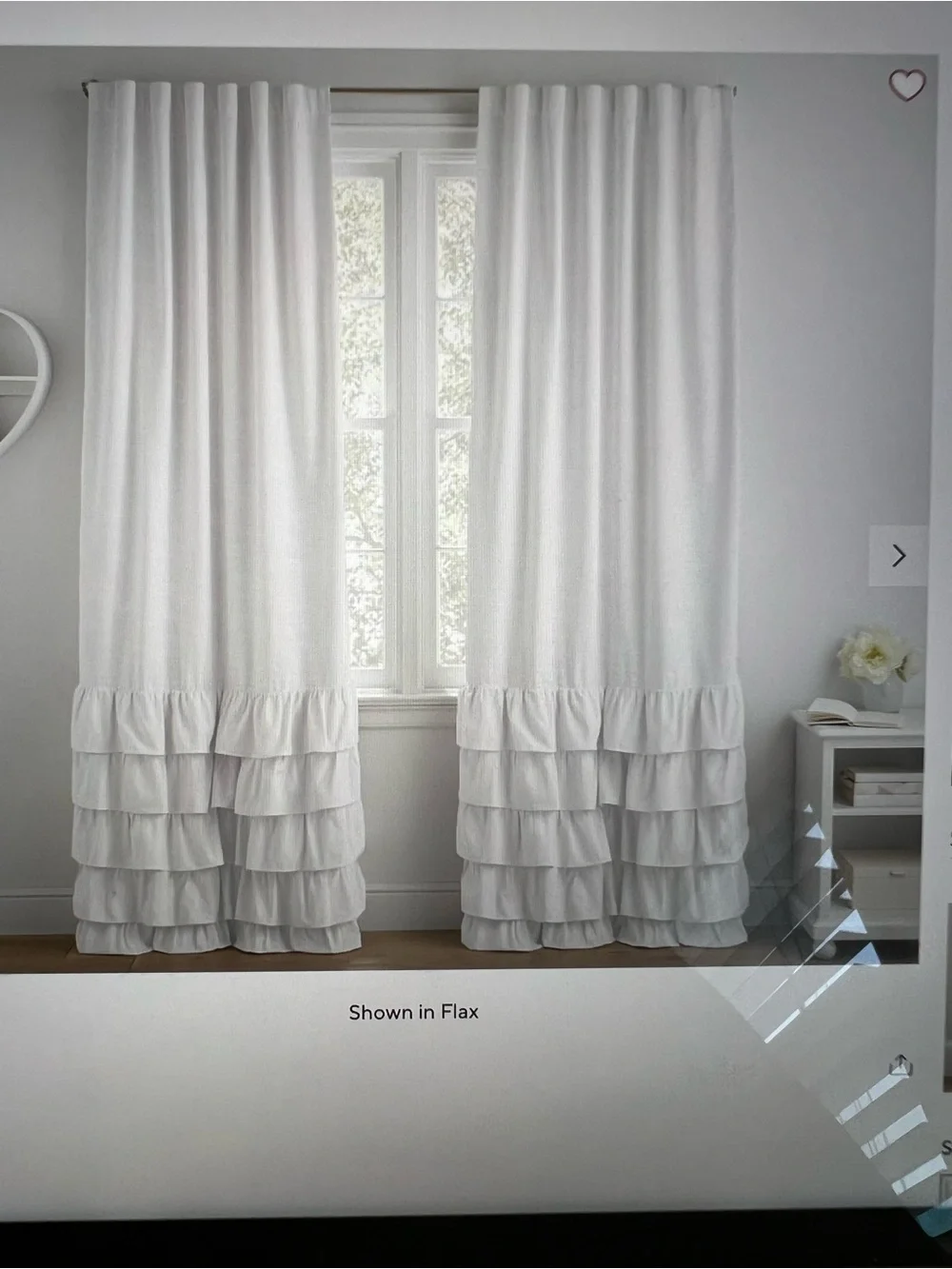 Evelyn linen Ruffled bottom Blackout Curtain Panel(1)  in color Flax